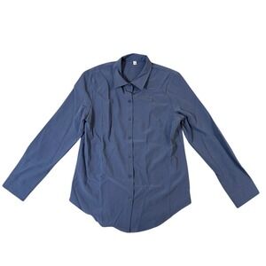 Siliteelon Luxury Women Blue Button Down Long Sleeve Size M Design In Paris